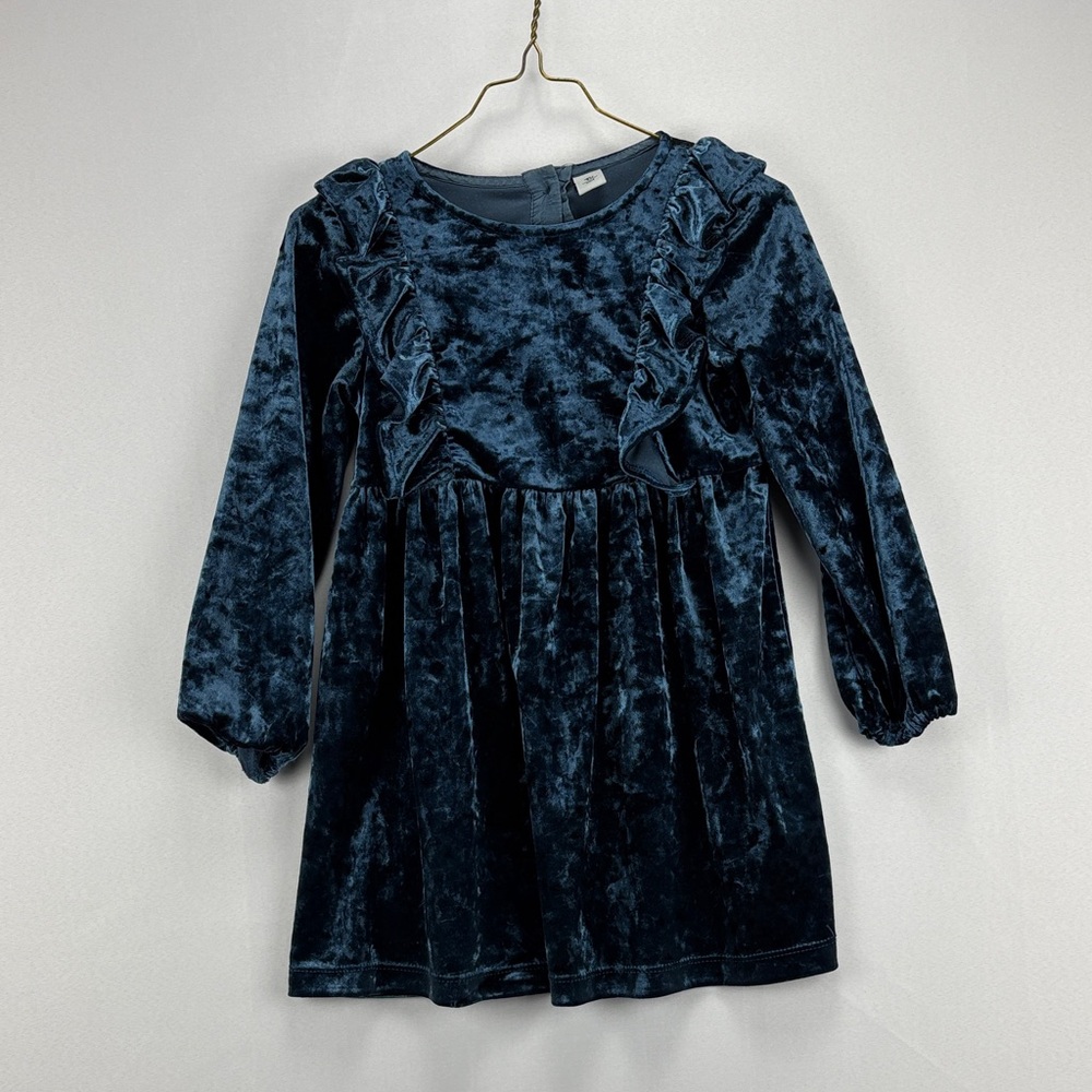 Elegant Velvet Kids Formal Dress - Blue